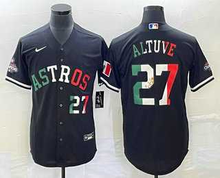 Mens Houston Astros #27 Jose Altuve Number Mexico Black Cool Base Stitched Baseball Jersey->houston astros->MLB Jersey